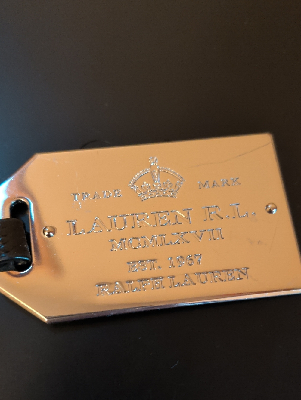 Ralph Lauren Polished Silver Logo Bag Charm/Luggage Charm
